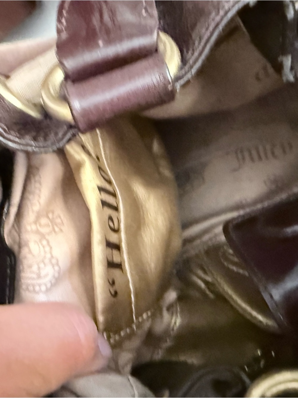 Juicy Couture Pink Suede Shoulder Bag with Brown Leather Trim - Picture 10 of 10